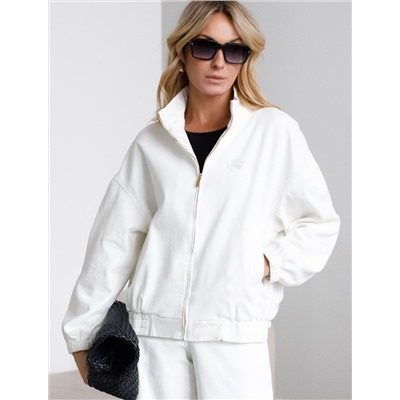 Джинсовый бомбер на молнии из эластичного денима средней плотности