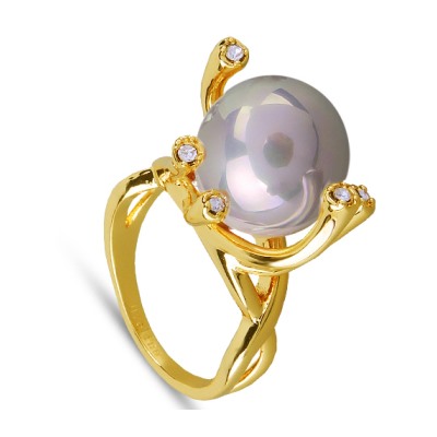 Кольцо (Майорка 14мм шампань; покрытие золото), Есть комплект