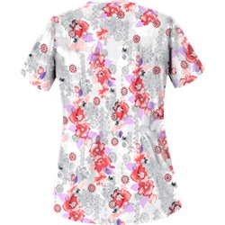 UA Floral Zen Pewter Print Scrub Top
