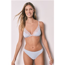 Pack 2 bragas brasileñas algodón azul y  blanco