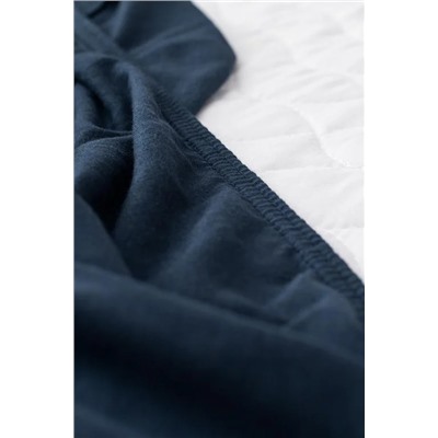 King Size Lastikli %100 Pamuk Penye Çarşaf - Lacivert
