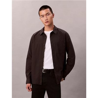 Cotton Nylon Relaxed Button-Down Shirt