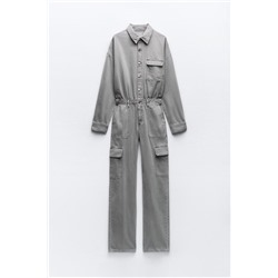 TRF FADED-EFFECT DENIM JUMPSUIT
