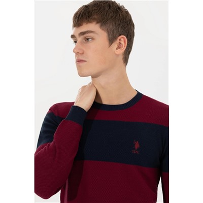 Erkek Bordo Bisiklet Yaka Triko Kazak