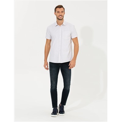 Bej Regular Fit Kısa Kollu Gömlek