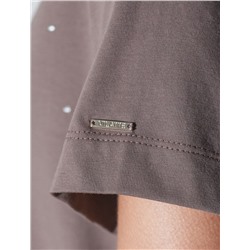 Нарядная футболка с принтом стразами из премиального хлопка с эластаном