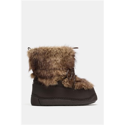 COMBINED FAUX FUR ANKLE BOOTS SKI COLLECTION