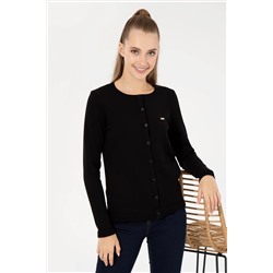 Kadın Siyah Basic Triko Hırka