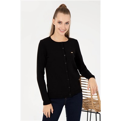 Kadın Siyah Basic Triko Hırka