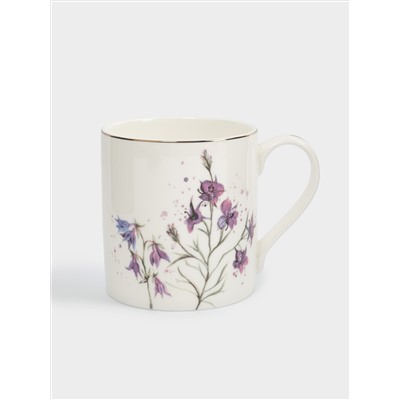 Кружка, 380 мл, фарфор F, белая, с золотистым кантом, Колокольчики, Giardino