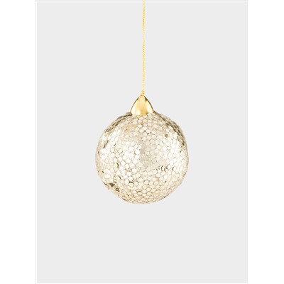 Игрушка елочная, 6 см, пластик/пайетки, шампань, Шар, New year