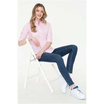Kadın Pudra Uzun Kollu Basic Gömlek