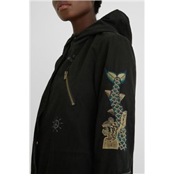 Parka capucha parches