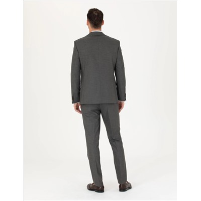 Kahverengi Çizgili Ex.Slim Fit Takım Elbise