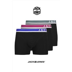 Jack & Jones J&J JACEASTON Erkek Siyah Logolu 3'lü Boxer Set