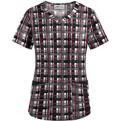 UA Plaid Sugar Berry Scrub Top