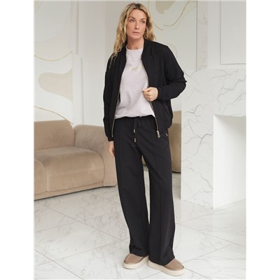 Прямые трикотажные брюки на резинке из футера двухнитки эластичные