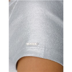 Футболка облегающая из хлопка в рубчик с V вырезом и матовым покрытием металлик