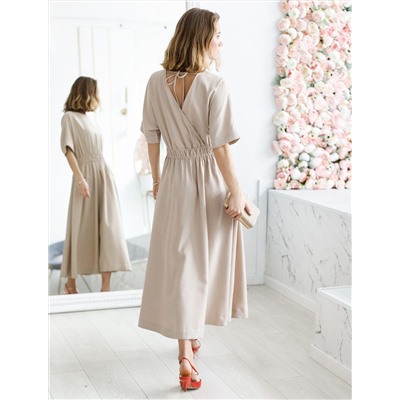 Платье из плотного лиоцелла с поясом на резинке