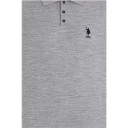 Erkek Gri Melanj Polo Yaka Triko Kazak