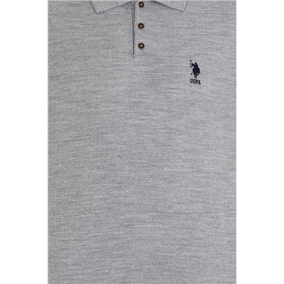 Erkek Gri Melanj Polo Yaka Triko Kazak