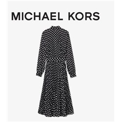 Плиссированное платье с лацканами на пуговицах и поясом MICHAEL KOR*S ОРИГИНАЛ!