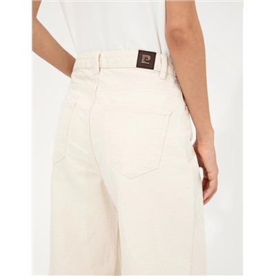 Bej Flare Cropped Jean Pantolon