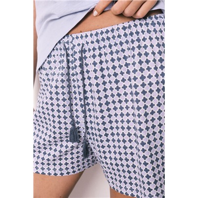 Pijama corto algodón estampado lila