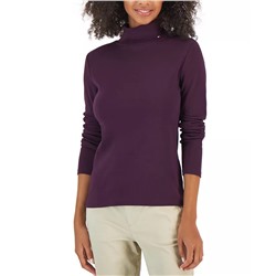 Tommy Hilfiger Women's Long Sleeve Cotton Turtleneck Top