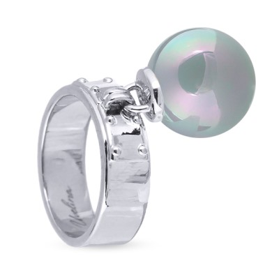 Кольцо (Майорка 14мм голубая; покрытие родий), Есть комплект