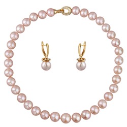 Комплект Эдисон шампань розе (жемчуг 11-13мм; покрытие золото) 44-46см