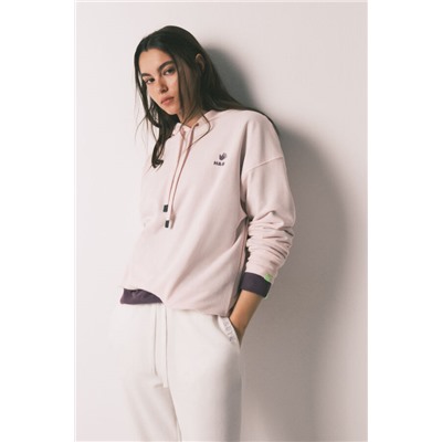 Sudadera capucha felpa algodón rosa