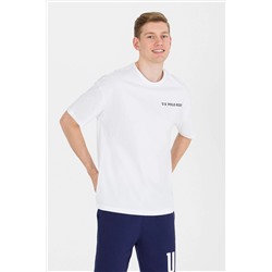 Erkek Beyaz Oversize Bisiklet Yaka Tişört