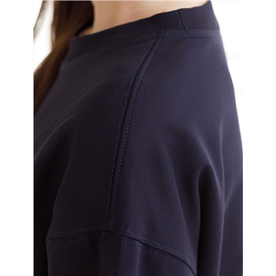 Свободный свитшот с принтом и разрезами из эластичного футера двухнитки без начеса