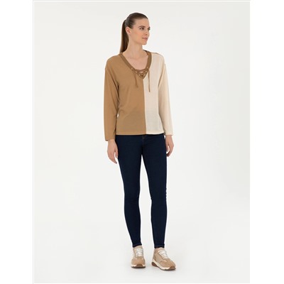 Bej Comfort Fit Örme Bluz