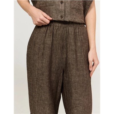 Коричневые брюки "Алладины" изо льна