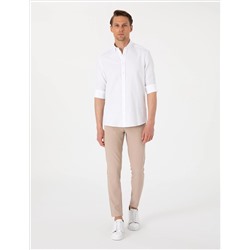 Beyaz Oxford Slim Fit Kolay Ütülenebilir Gömlek