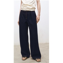 Jeans wide leg pinzas rinse wash