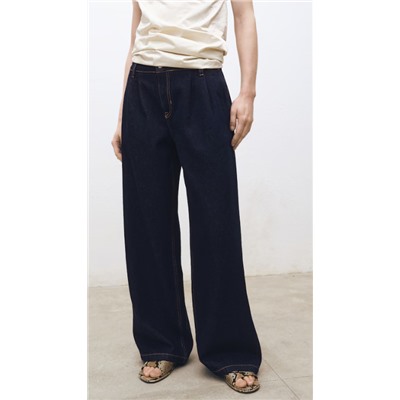 Jeans wide leg pinzas rinse wash
