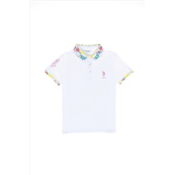 Kız Çocuk Beyaz Basic Polo Yaka Tişört