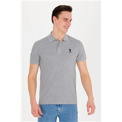 Erkek Gri Melanj Basic Polo Yaka Tişört