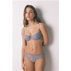 Braga clásica tira encaje gris