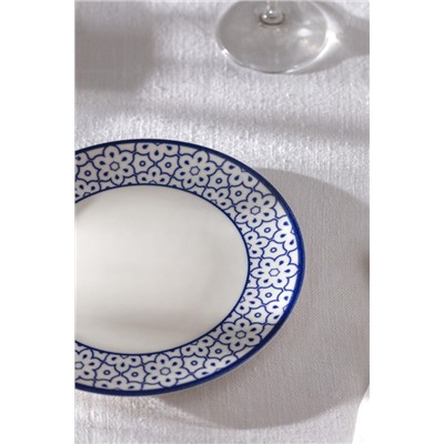 Reve Bleu Chantal Pasta Tabağı - Mavi/Beyaz - 19 cm