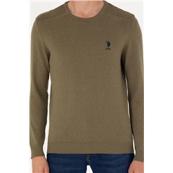 Erkek Haki Melanj Basic Kazak