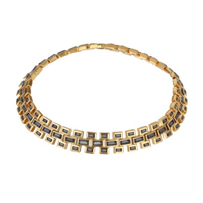 Колье Богемия (кристаллы SW темно-серые; покрытие золото) 38-41см, Есть комплект