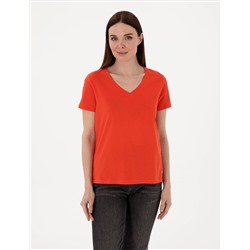 Kırmızı Regular Fit V Yaka Basic Tişört