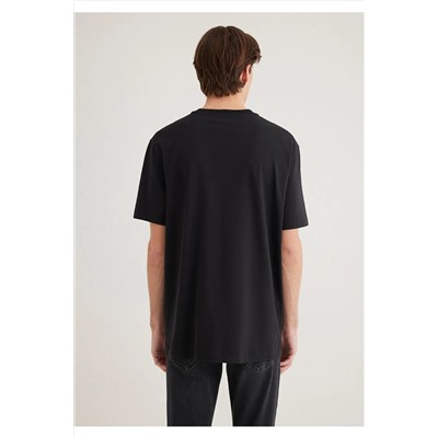 Mavi Pro Logo Baskılı Siyah Tişört Loose Fit / Bol Rahat Kesim 0612431-71379