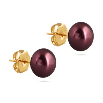 Пусеты (Майорка 12мм бургунди; покрытие золото), Есть комплект