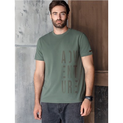 Футболка полуприлегающего кроя с принтом из премиального хлопка