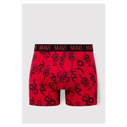 Mavi Yılan Baskılı Kırmızı Boxer 0911056-82677